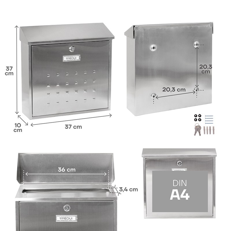 Premium Maxi Stainless Steel Outdoor Mailbox Large Capacity | ARREGUI
