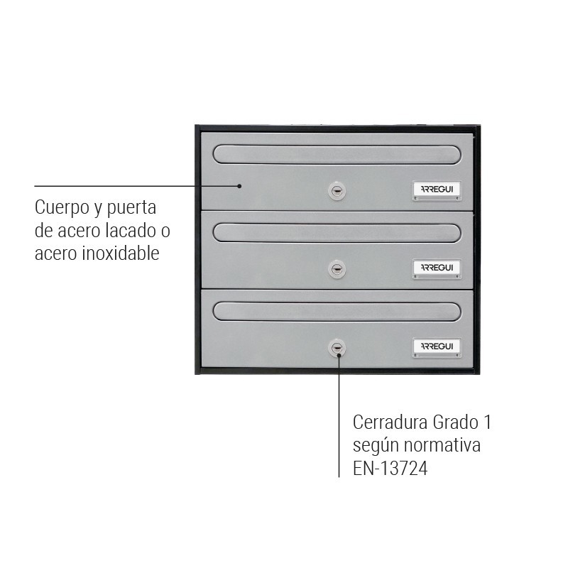 Front Horizontal mailbox for interior Size DIN A4 | ARREGUI