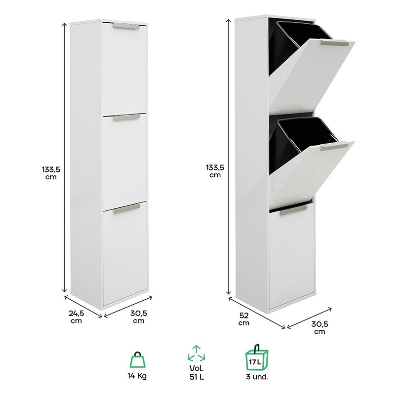 Trash and Recycling Bin Ecoclas 3x17 L | ARREGUI