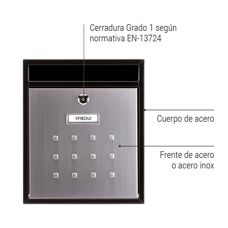 Mira|Cassetta postale verticale per interno con rilievo geometrico| ARREGUI