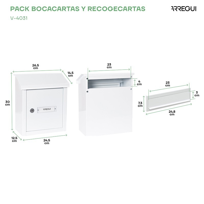 Pack Letterbox plus Stainless Steel Letter Collector A5 | ARREGUI