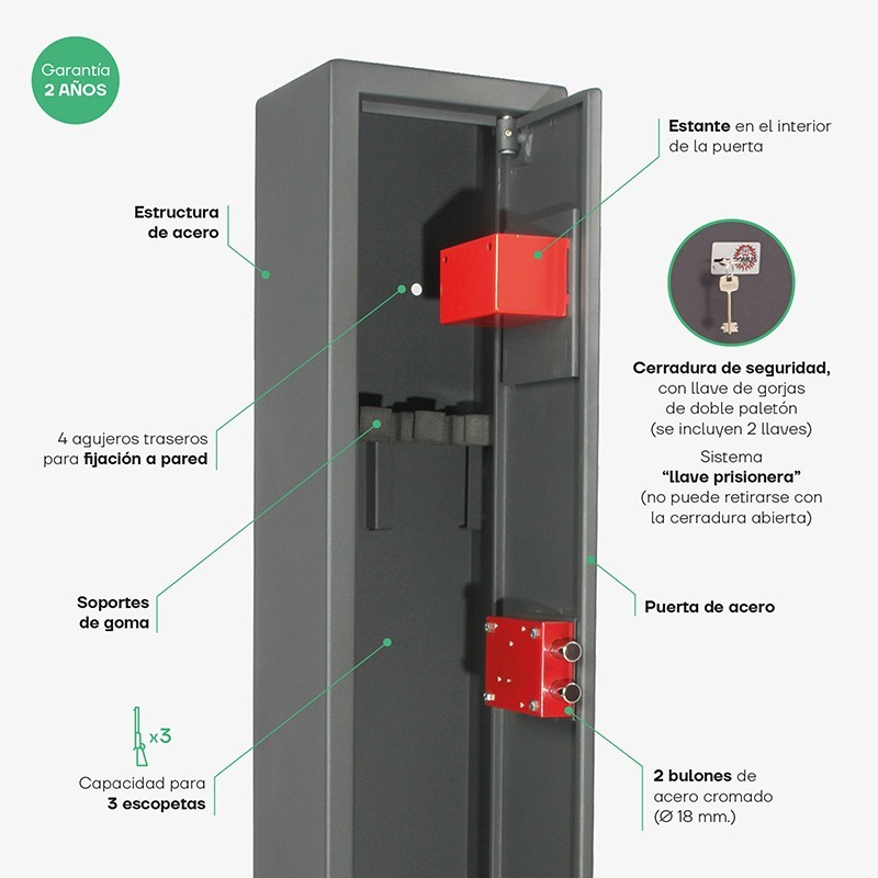 Gun cabinet for 3 shotguns | ARREGUI