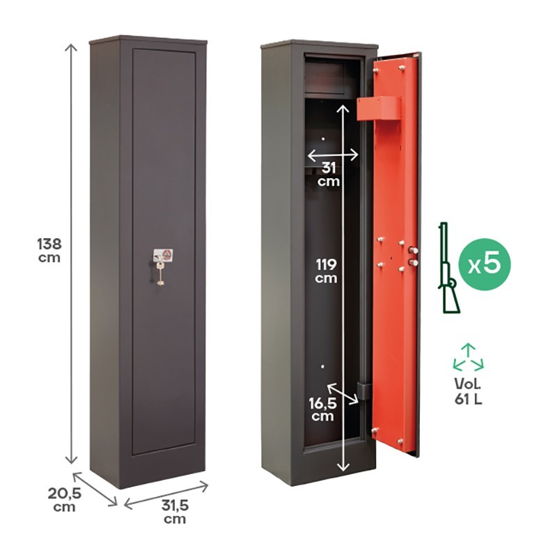 Gun Cabinet Braco for 5 Shotguns | ARREGUI