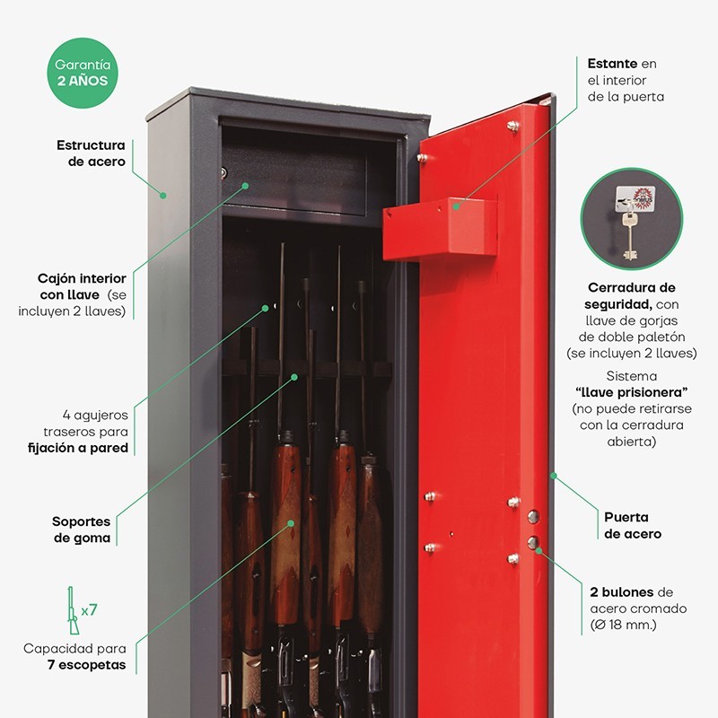 Gun cabinet for 7 Shotguns | ARREGUI