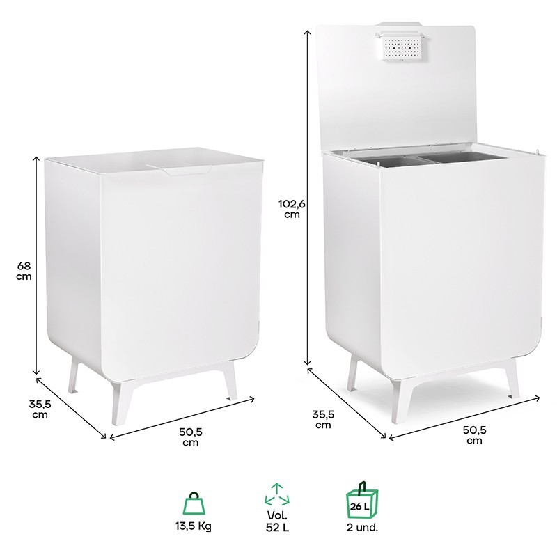 Cestino dei rifiuti e del riciclo Duplo 2x26 L | ARREGUI