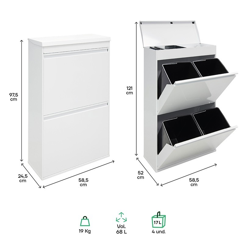 Trash and Recycling Bin Top 4x17 L | ARREGUI