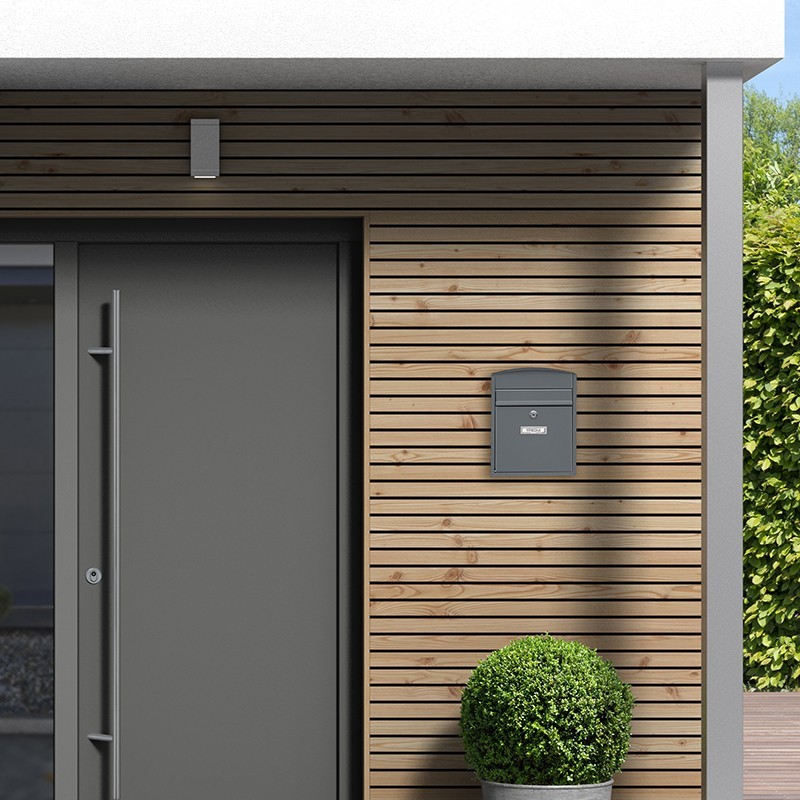 Compact Anthracite Outdoor Mailbox Size DIN A5 | ARREGUI