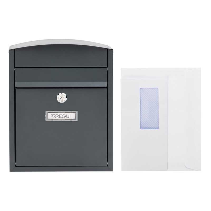 Compact Anthracite Outdoor Mailbox Size DIN A5 | ARREGUI