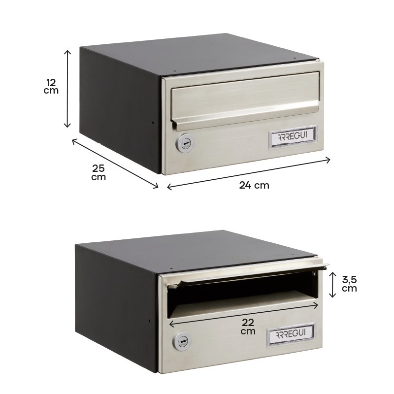 Slim 120x240x250 mm Black Body, Stainless Front | ARREGUI