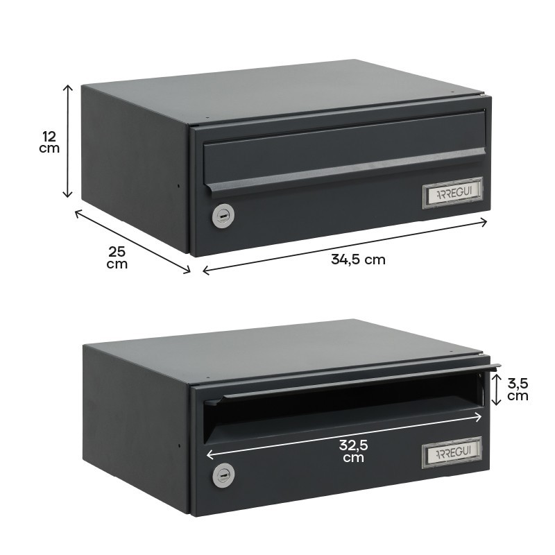 Slim 120x345x250 mm Body and Front Anthracite | ARREGUI