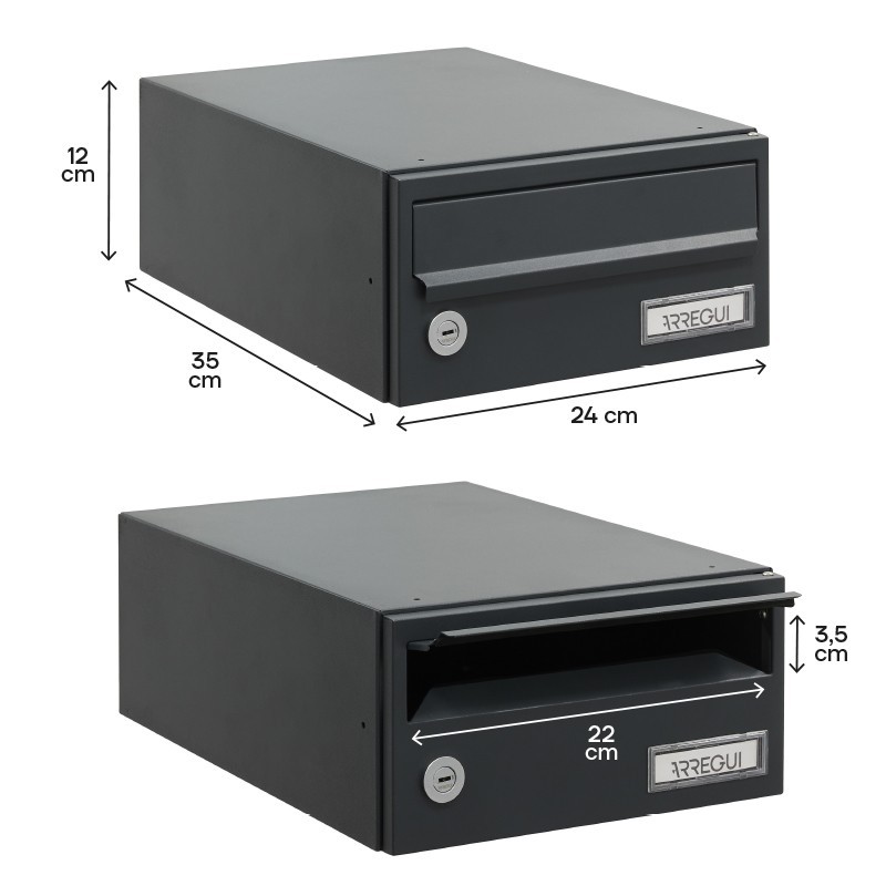 Slim 120x240x350 mm Body and Front Anthracite | ARREGUI