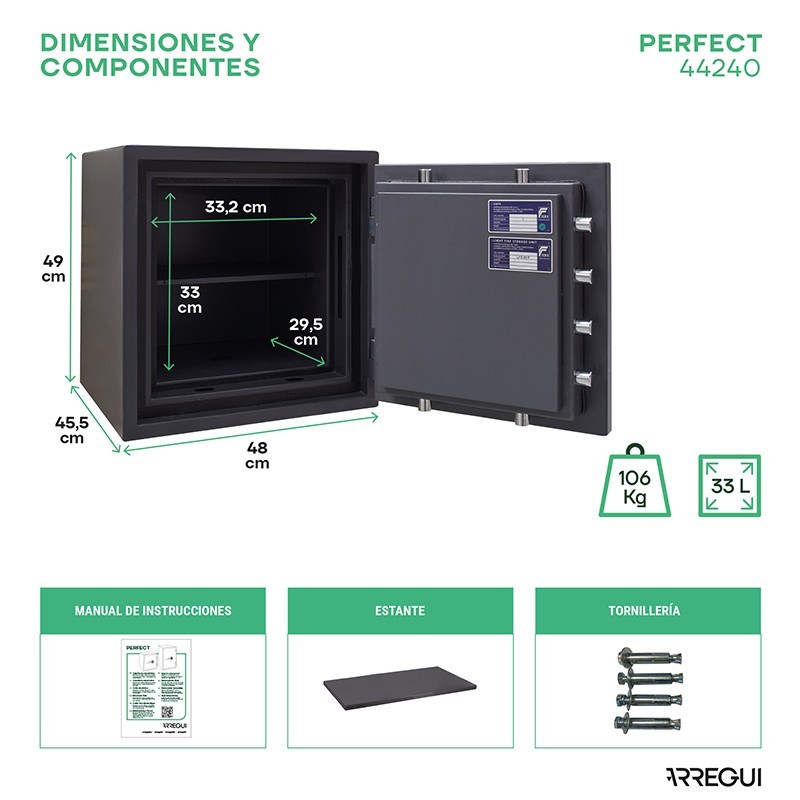 Cassetta di Sicurezza da Incasso Perfect Grado 1 44240 | ARREGUI