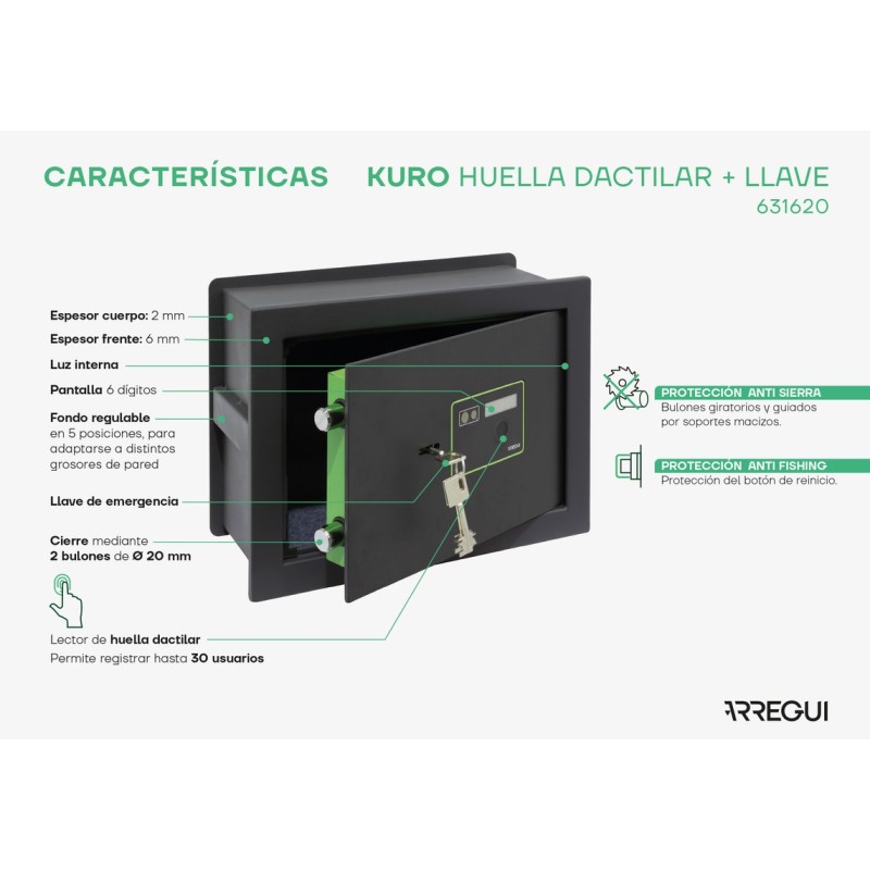 Built-in Safe Kuro Fingerprint+Key | ARREGUI