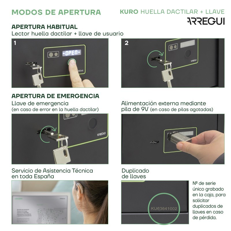Cassaforte a incasso Kuro Fingerprint+Chiave | ARREGUI