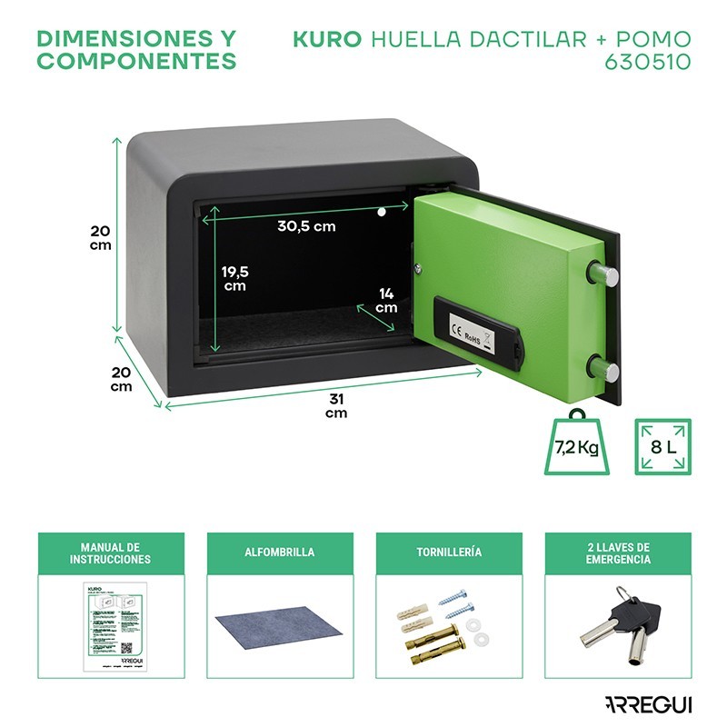 Kuro Fingerprint Overhead Safe | ARREGUI