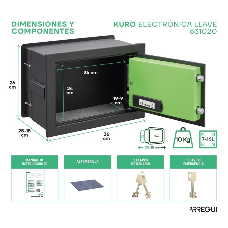 Built-In Safe Kuro Electronic+Key | ARREGUI
