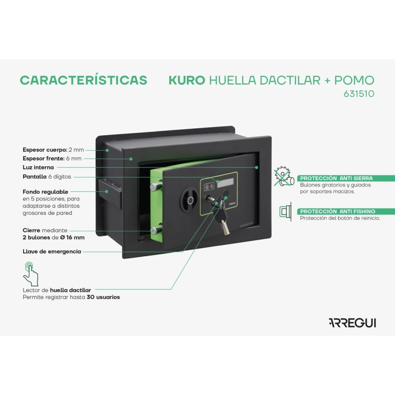 Kuro Fingerprint Wall Safe | ARREGUI