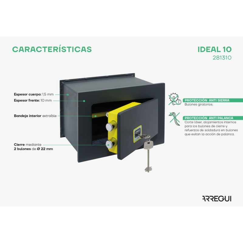 Cassaforte a incasso Ideal10 con chiave | ARREGUI