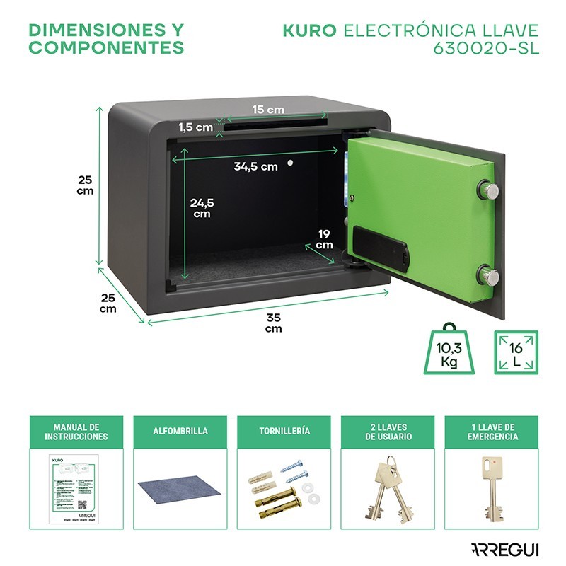 Surface-Mounted Kuro Safe with Slot | ARREGUI