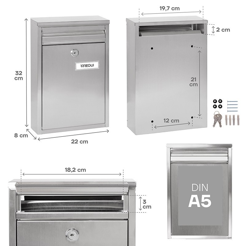 Zaguán Inox Buca Esterna Formato DIN A5 | ARREGUI