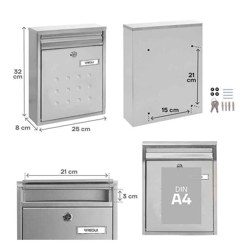 Tell Inox Outdoor Mailbox Size DIN A4 | ARREGUI