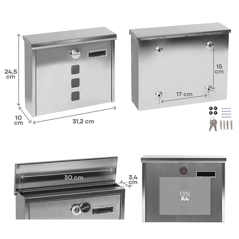 Chance Inox Cassetta Postale Esterna Formato DIN A4 | ARREGUI